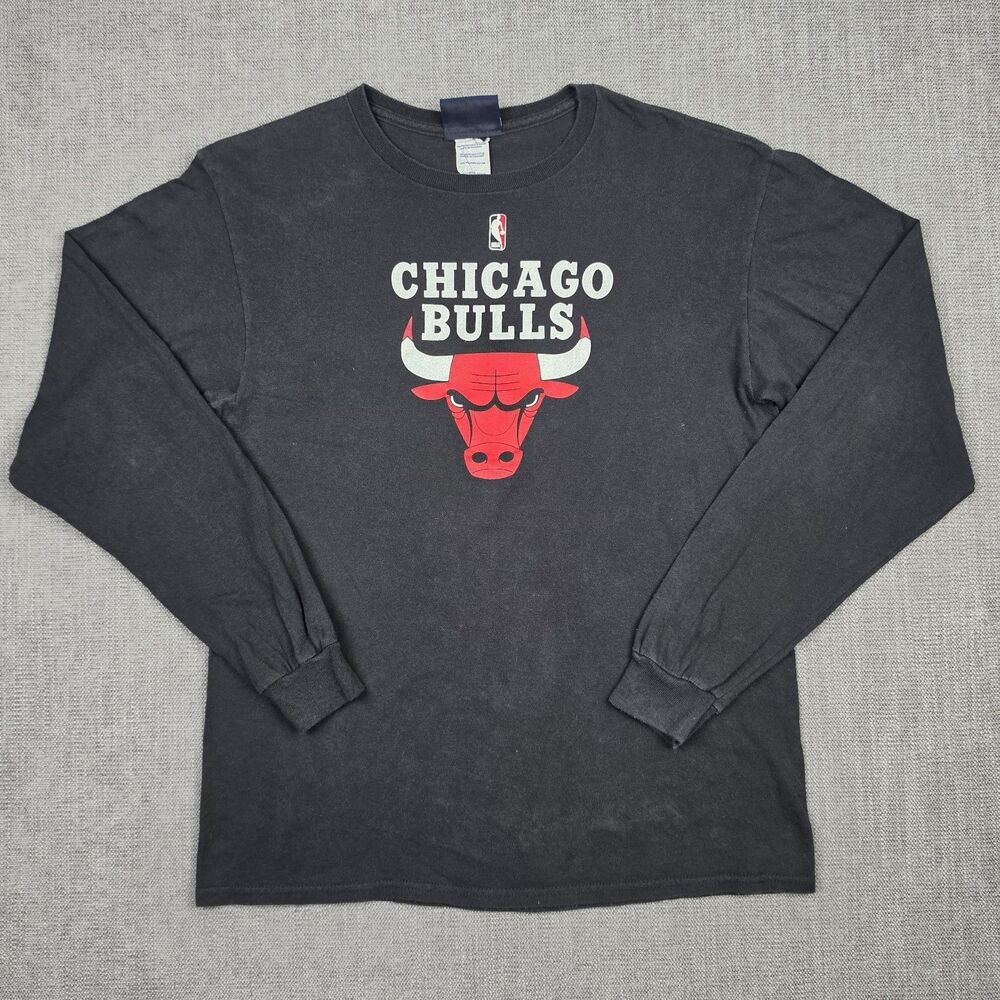 Vintage NBA Chicago Bulls Long Sleeve Shirt Mens Medium Black Graphic Tee